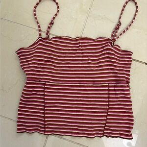 BDG Striped Spaghetti Strap Tank in Pink & Brown